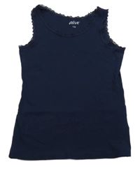 Tmavomodrý top s čipkou Alive