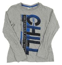 Šedé melírované triko s nápisem C&A