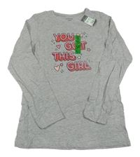 Nové - Sivé melírované tričko s nápisom Primark