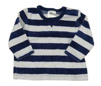 Tmavomodro-bílé pruhované sametové triko H&M
