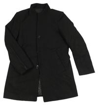 Černý vlněný zateplený kabát