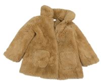 Hnědý kožešinový podšitý kabát H&M