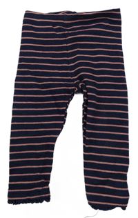 Tmavomodro-ružové pruhované rebrované legíny F&F