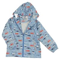 Svetlomodrá nepromokavá bunda s autami a kapucňou Lupilu