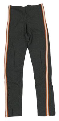 Tmavošedé melírované legíny s pruhy TCM