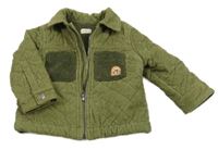 Khaki prešívaná menšestrová zateplená bunda s nášivkou F&F