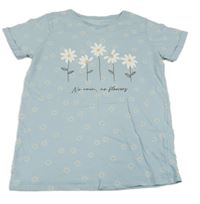 Světlemodré květované tričko s nápisem Primark