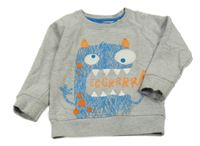 Sivá melírovaná mikina s príšerkou Rebel