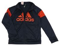 Tmavomodro-červená sportovní propínací mikina s logem Adidas