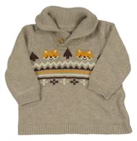 Béžový vlnený sveter s liškami a golierom Orchestra