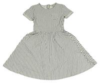 Bielo-čierne pruhované teplákové šaty s vreckom Yigga