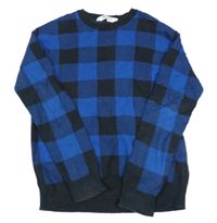 Čierno-modrý kockovaný sveter H&M