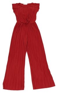 Červený žebrovaný kalhotový overal s uzlem H&M