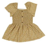 Medová kvetovaná tunika s gombíkmi F&F