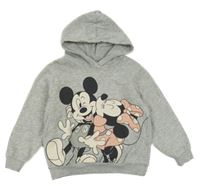 Šedá melírovaná mikina s Mickeym s Minnie a kapucí H&M