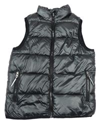 Černá lesklá šusťáková zateplená vesta Matalan