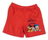 Červené šusťákové kraťasy s Mickeym a přáteli Primark