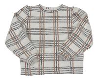 Sivo-čierno-bronzový kockovaný chlpatý sveter Primark