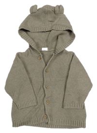 Hnedý prepínaci sveter s kapucňou s uškami H&M