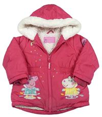 Ružová šušťáková zimná bunda s Peppou a kapucňou Nutmeg