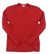 Červený ľahký rebrovaný sveter Tu
