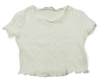 Biele rebrované crop tričko Shein