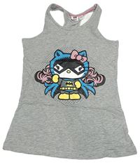 Šedý melírovaný top s Hello Kitty 