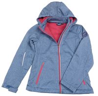 Modro-růžová melírovaná softshellová bunda s kapucí 