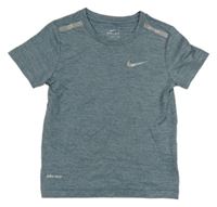 Šedomodré melírované športové funkčné tričko s logom Nike