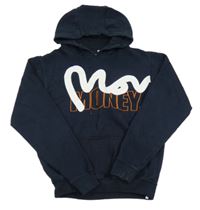 Tmavomodrá mikina s logom a kapucí - Money