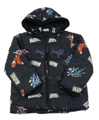 Čierna šušťáková zimná bunda s Marvel a kapucňou