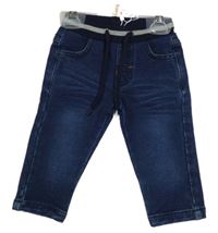 Nové - Tmavomodré teplákové rifle s úpletovým pasem 