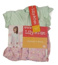 Nové - svělezeleno-růžové květované lehké šaty Lily & Dan