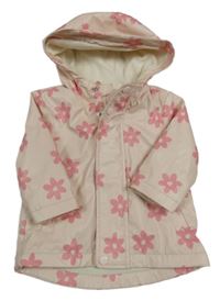 Světlerůžová květovaná nepromokavá jarní bunda s kapucí Primark