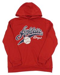 Červená mikina s nápisom a kapucňou Primark