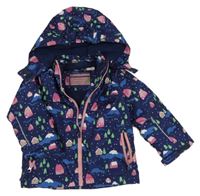 Tmavomodrá šusťáková zimní bunda s domečky a kapucí Lily & Dan