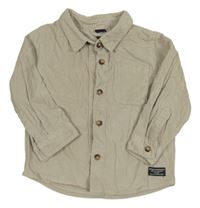 Béžová lehká manšestrová košile s nášivkou 