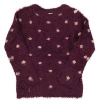 Tmavofialový bodkovaná ý chlpatý sveter Pep&Co