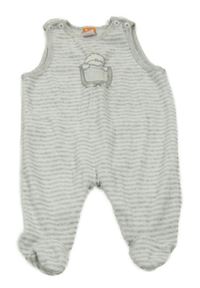 Bílo-šedé pruhované sametové dupačky s obrázkom