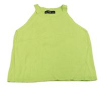 Limetkový rebrovaný úpletový crop top C&A