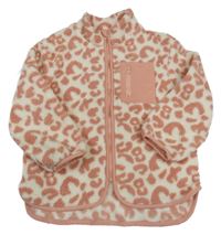 Bielo-ružová leopardí huňatá mikina Shein