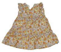 Smotanové kvetované plátenné šaty George