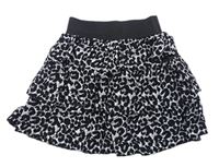 Čierno-sivo-biela ľahká vrstvená sukňa s leopardím vzorom Tu
