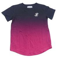 Čierno-fuchsiové ombré tričko s logom Illusive