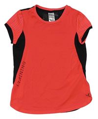 Korálovo-čierne športové funkčné tričko Decathlon