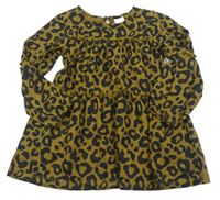 Kaki-čierne bavlnené šaty s leopardím vzorom Next