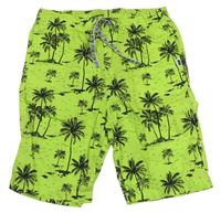 Neonově zelené plátěné kraťasy s palmami H&M