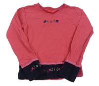 Ružovo-tmavomodré tričko s kvetmi Mothercare