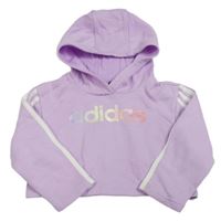 Lila crop mikina s logem a kapucí Adidas