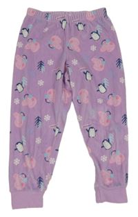 Lila plyšové pyžamové kalhoty s Peppou 